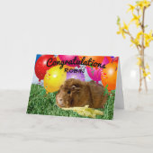 Adorable Guinea Schwein und Balloons | Glückwunsch Karte (Gelbe Blume)