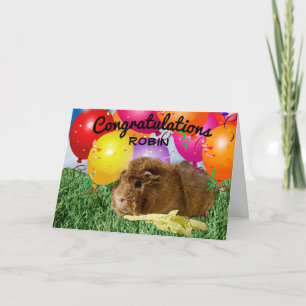 Adorable Guinea Schwein und Balloons   Glückwunsch Karte