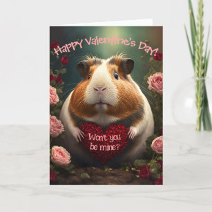 Adorable Guinea Schweinchen mit HerzValentinstag Feiertagskarte