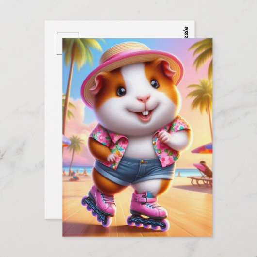 Adorable Guinea Schweinerskates am Strand Postkarte (Vorne/Hinten)