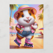 Adorable Guinea Schweinerskates am Strand Postkarte (Vorderseite)