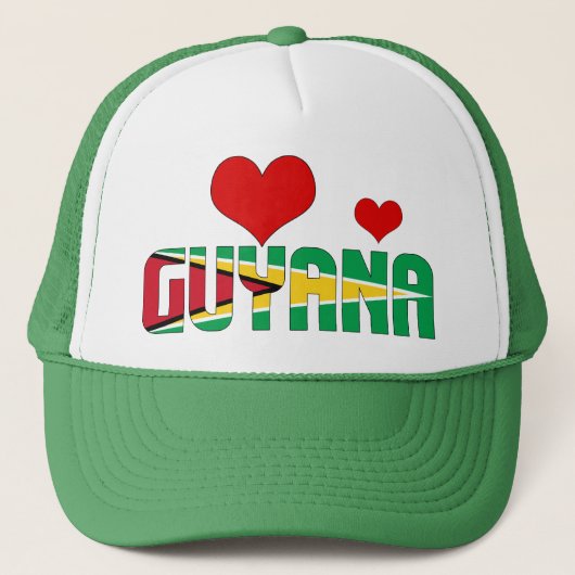Adorable Guyana Flag Herz Patriotic Truckerkappe (Vorderseite)
