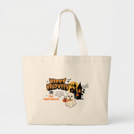 Adorable Halloween Bag – Girl Holding Pumpkin Jumbo Stoffbeutel