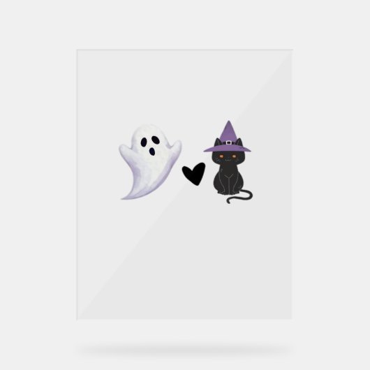 Adorable Halloween Duo Freundlicher Geist und schw Acrylschild (Vorderseite)