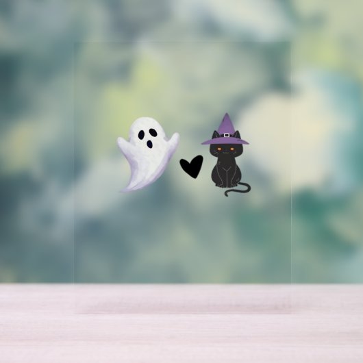 Adorable Halloween Duo Freundlicher Geist und schw Acrylschild (Neutral)