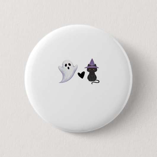 Adorable Halloween Duo Freundlicher Geist und schw Button (Vorderseite)