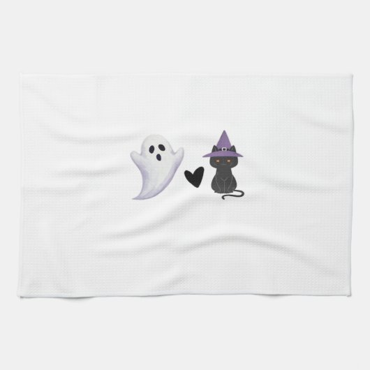 Adorable Halloween Duo Freundlicher Geist und schw Geschirrtuch (Horizontal)