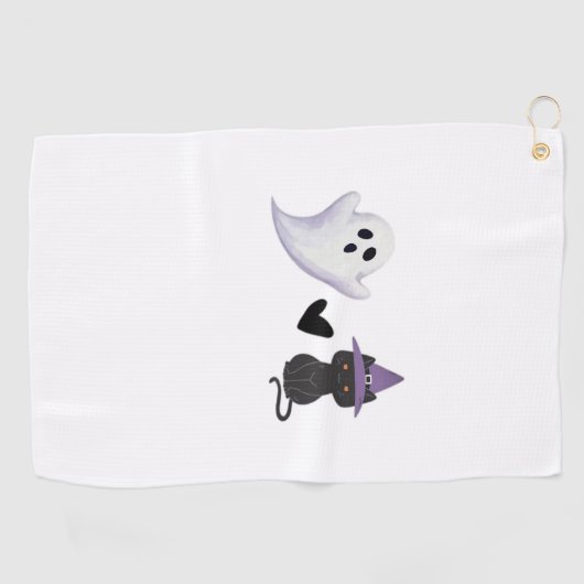 Adorable Halloween Duo Freundlicher Geist und schw Golfhandtuch (Horizontal)