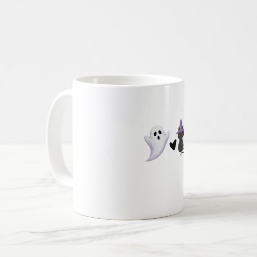 Adorable Halloween Duo Freundlicher Geist und schw Kaffeetasse (Vorderseite Links)