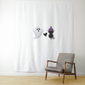 Adorable Halloween Duo Freundlicher Geist und schw Wandteppich (Beispiel)