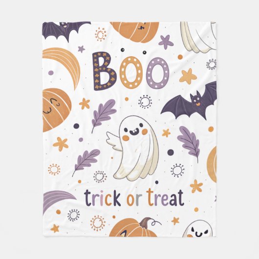 Adorable Halloween Ghost & Pumpkin Fleece Blanket (Vorderseite)