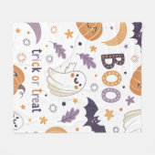 Adorable Halloween Ghost & Pumpkin Fleece Blanket (Vorderseite (Horizontal))