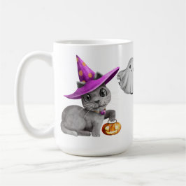 ADORABLE HALLOWEEN GRAUEN CAT GHOST SPUK HAUS KAFFEETASSE