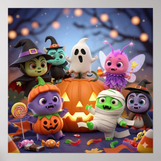 Adorable Halloween-Monster Poster (Vorne)