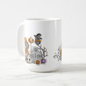 ADORABLE HALLOWEEN MOPS HUNDE OWLS BLUME TOMB STON KAFFEETASSE (Vorderseite Links)