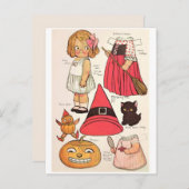Adorable Halloween 🎃 Papierpuppen Postkarte (Vorne/Hinten)