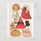 Adorable Halloween 🎃 Papierpuppen Postkarte (Vorderseite)