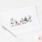 Adorable Halloween Stick Figure Scene Rechteckiger Aufkleber (Umschlag)
