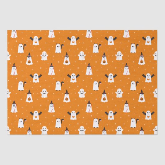 Adorable Halloween-Trick oder Tretgeister Seidenpapier (Vorderseite)