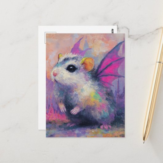 Adorable Hamster Dragon Postkarte (Vorderseite/Rückseite Beispiel)