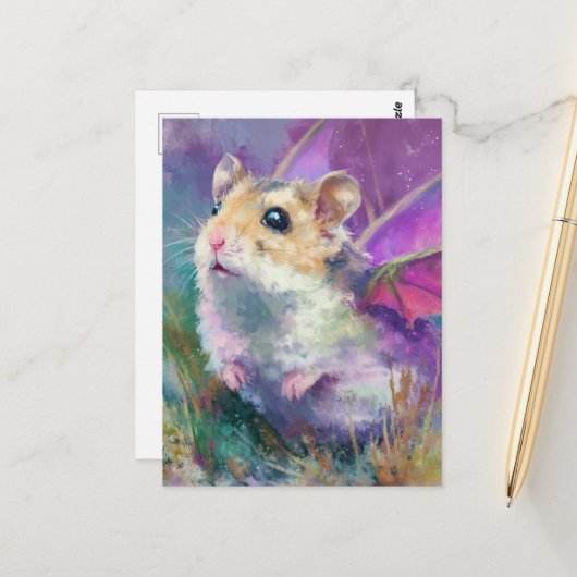 Adorable Hamster Dragon Postkarte (Vorderseite/Rückseite Beispiel)