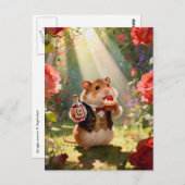 Adorable Hamster Eats Strawberry Cupcake Postkarte (Vorne/Hinten)