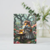 Adorable Hamster in einem Rose Garten mit einem Gl Postkarte (Stehend Vorderseite)