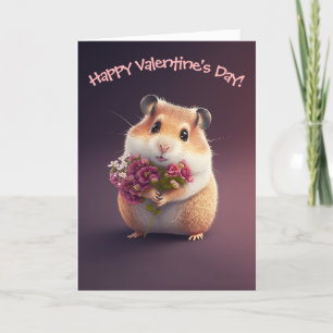 Adorable Hamster mit Blume für den Valentinstag Feiertagskarte