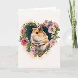 Adorable Hamster mit rosa Blume Valentinstag Feiertagskarte
