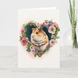 Adorable Hamster mit rosa Blume Valentinstag Feiertagskarte