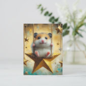 Adorable Hamster Swings auf Gold Star Swing Postkarte (Stehend Vorderseite)