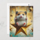 Adorable Hamster Swings auf Gold Star Swing Postkarte (Vorne/Hinten)