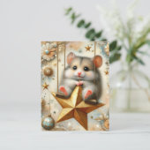 Adorable Hamster Swings auf Gold Star Swing Postkarte (Stehend Vorderseite)