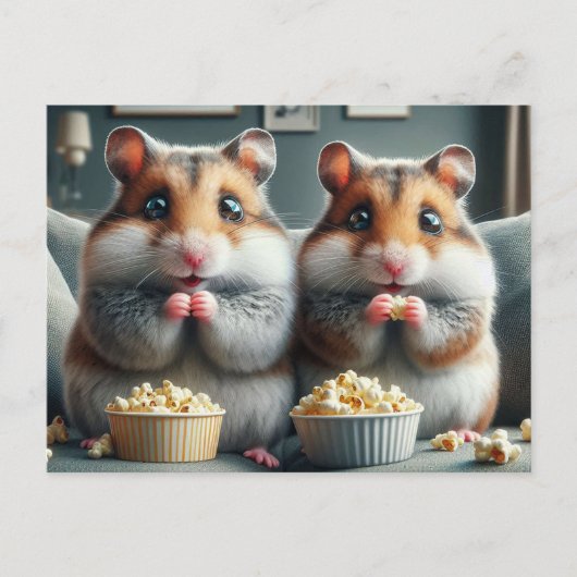 Adorable Hamster und Popcorn Postkarte (Vorderseite)
