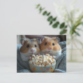 Adorable Hamsters With Popcorn Postkarte (Stehend Vorderseite)