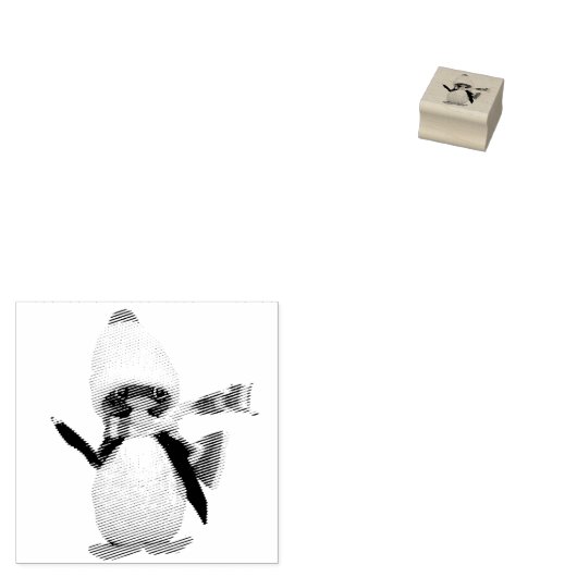 Adorable handgefertigte Walnut Pinguin Ornament Gummistempel (Stempel)