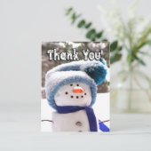 Adorable Handmade Snowman Danke, Postcard Postkarte (Stehend Vorderseite)
