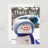 Adorable Handmade Snowman Danke, Postcard Postkarte (Vorne/Hinten)