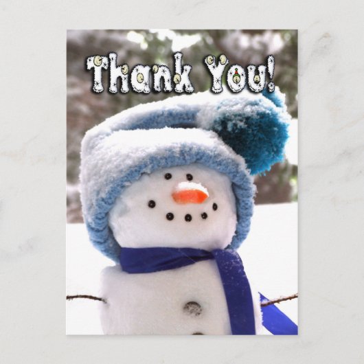 Adorable Handmade Snowman Danke, Postcard Postkarte (Vorderseite)