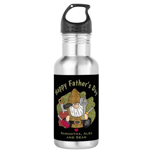 Adorable Handyman & Carpenter Garden Gnome Edelstahlflasche (Vorderseite)