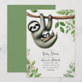 Adorable Hanging Sloth Baby Dusche Einladung (Vorne/Hinten)