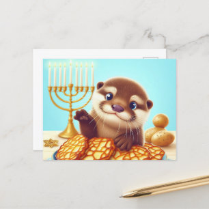 Adorable Hanukkah Otter Postkarte