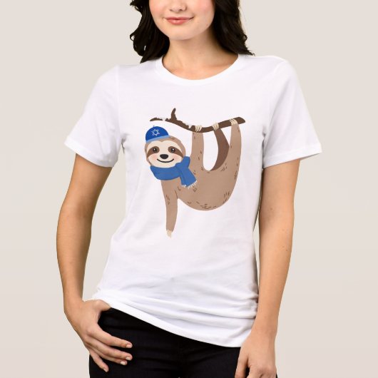 Adorable Hanukkah Sloth Tri-Blend Shirt (Vorderseite)