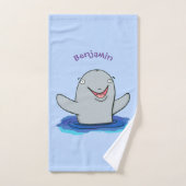 Adorable Happpoise Cartoon Illustration Badhandtuch Set (Handtuch)