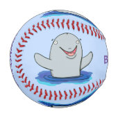 Adorable Happpoise Cartoon Illustration Baseball (Vorderseite Links)