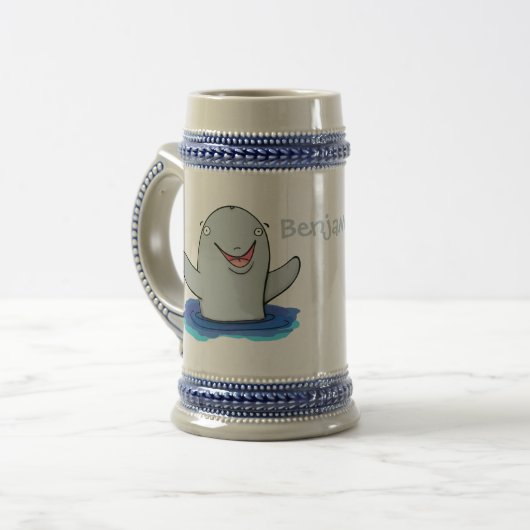 Adorable Happpoise Cartoon Illustration Bierglas (Vorderseite Links)