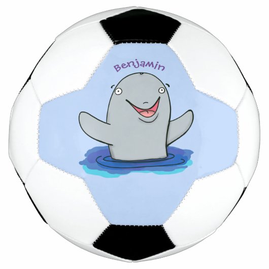 Adorable Happpoise Cartoon Illustration Fußball (Vorderseite)