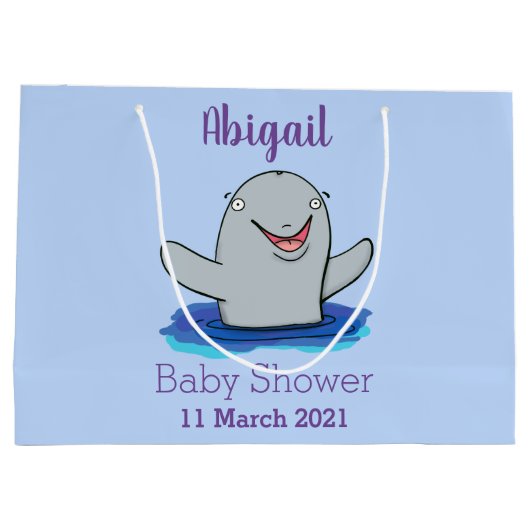 Adorable Happpoise Cartoon Illustration Große Geschenktüte (Rückseite)