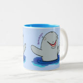 Adorable Happpoise Cartoon Illustration Zweifarbige Tasse (VorderseiteRechts)