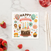 Adorable Happy Birthday Cake & Bear Serviette (Beispiel)